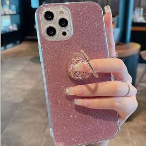 🎄Pretty in Pink Sparkles iPhone 13 Pro Case with Ring Holder
